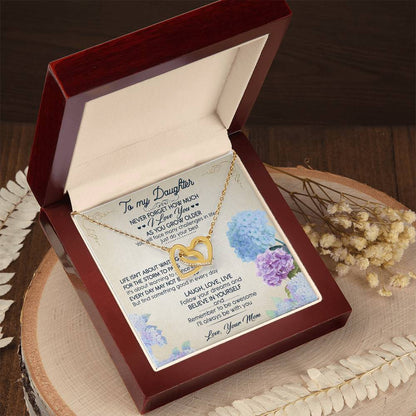 To My Daughter I Love You Interlocking Hearts Necklace Birthday Message Card