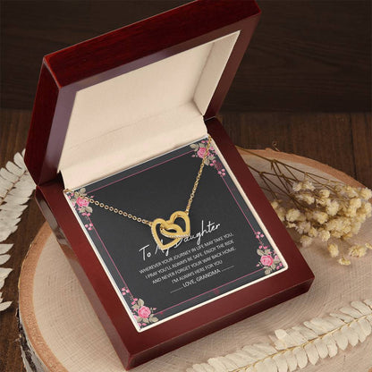 To My Daughter I'M Always Here For You Interlocking Hearts Necklace Birthday Message Card From Grandma