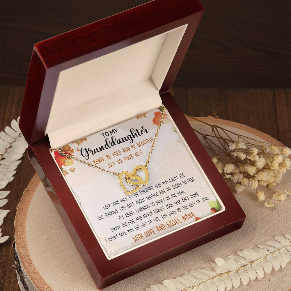 To My Granddaughter Interlocking Hearts Necklace Message Card