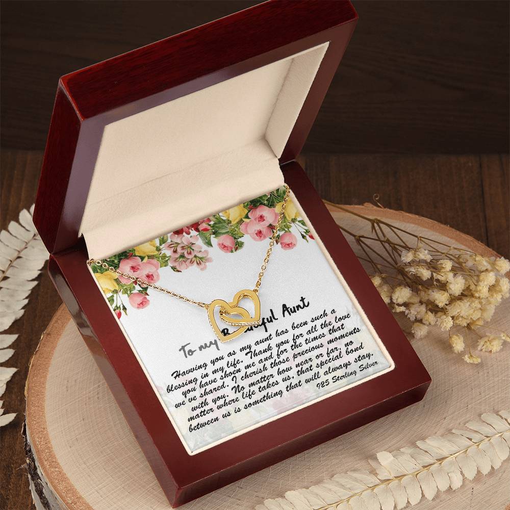 To My Beautiful Aunt Gift Necklace With Thoughtful Card Aunt Necklace Aunt Jewelry Aunt Appreciation Birthday Gift For Aunt Auntie Gift Interlocking Hearts Necklace