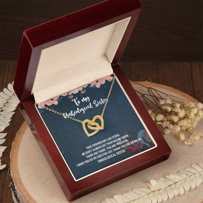 Unbiological Sister Gift Interlocking Hearts Necklace