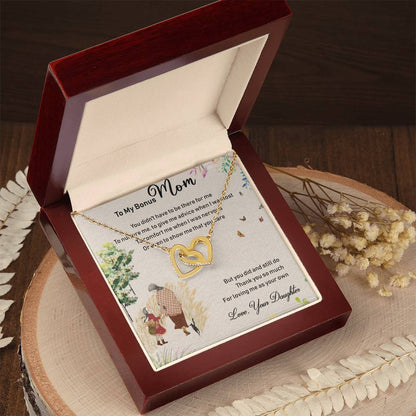 To My Bonus Mom Interlocking Hearts Necklace Message Card