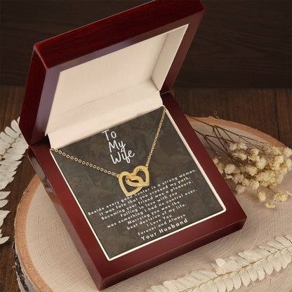 Dear Wife - Make Her Day - Dual Hearts Necklace Interlocking Hearts Necklace