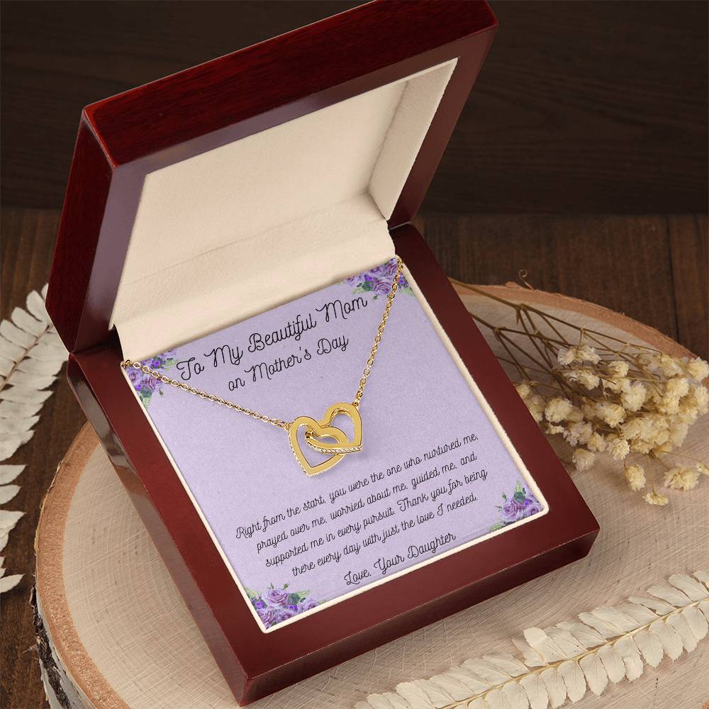 To My Beautiful Mom - Interlocking Hearts Necklace