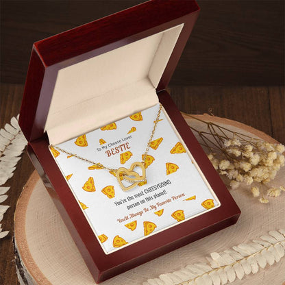 Necklace Gift For Cheese Lover Bestie Cheesy Gift Cheesy Card Cheese Hamper Cheese Lover Gift Birthday Gift For Bestie Interlocking Hearts Necklace