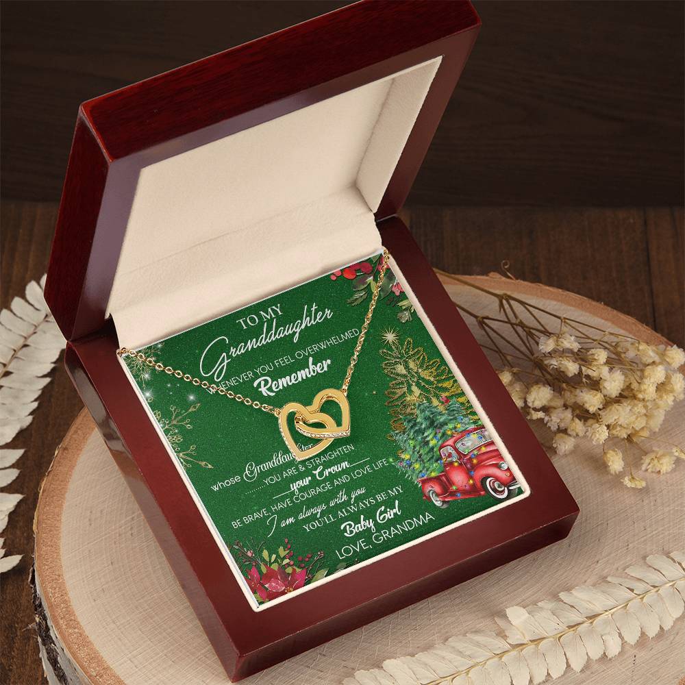 To My Granddaughter My Baby Girl Interlocking Hearts Necklace Christmas Message Card