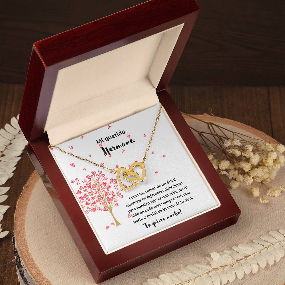 Mi Querida Hermana Como Las Ramas De Un Arbol Crecemos En Diferentes Direcciones Interlocking Hearts Necklace