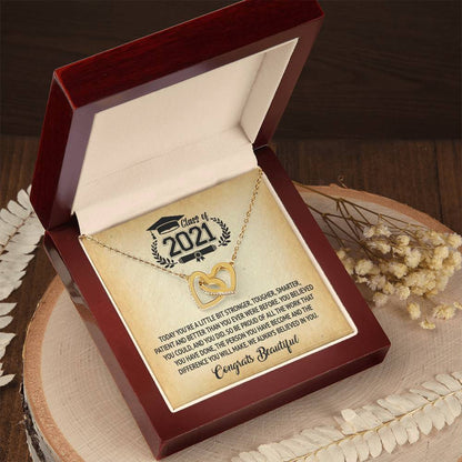 Class Of 2021 - Graduation Interlocking Necklace Interlocking Hearts Necklace