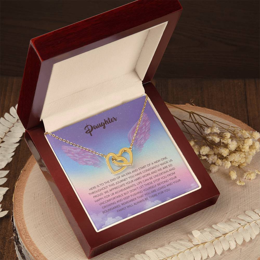 Wings To My Daughter Interlocking Hearts Necklace
