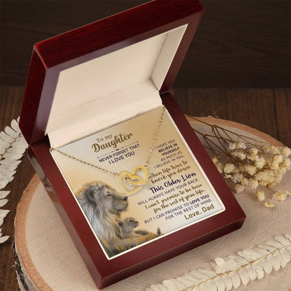 Interlocking Hearts Necklace - Lions & Never Forget Collection - Gift For Daughter From Dad