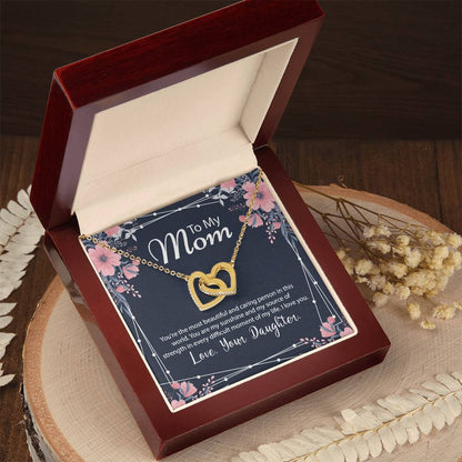 Beautiful Gift For Mom From Daughter Interlocking Hearts Necklace