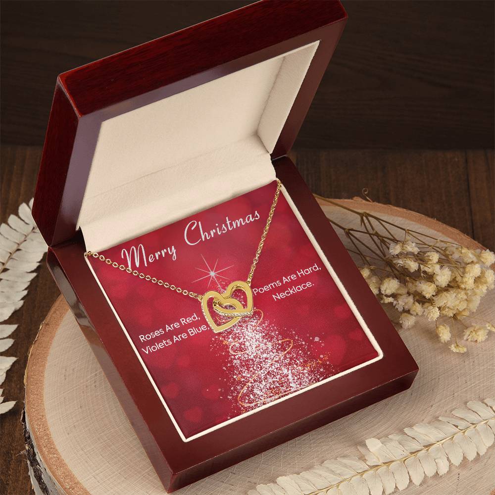 Roses Are Red Violets Are Blue Poems Are Heard Necklace. Christmas Gift Xmas Necklace Gift Interlocking Hearts Necklace
