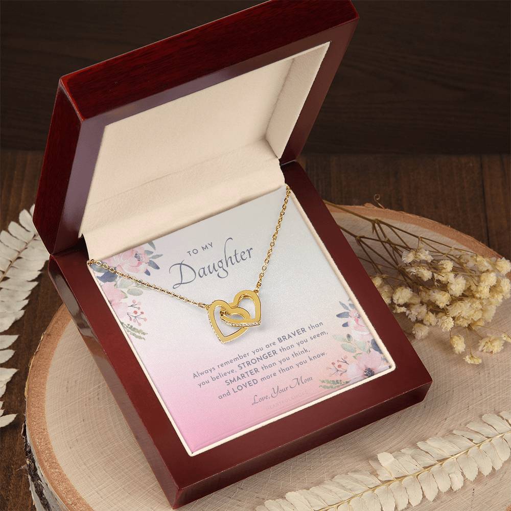 To My Daughter Always Remember Gift For Daughter From Mom Daughter Birthday Graduation Christmas Present Interlocking Hearts Necklace
