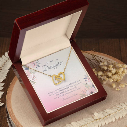 To My Daughter Always Remember Gift For Daughter From Mom Daughter Birthday Graduation Christmas Present Interlocking Hearts Necklace