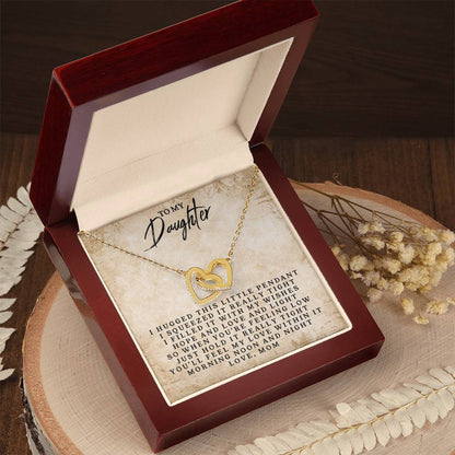 To My Daughter - Love Mom - Interlocking Heart Necklace Interlocking Hearts Necklace