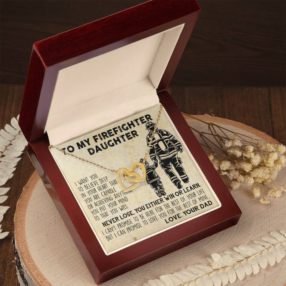 Firefighter Daughter Gift To Firefighter Daughter Gift From Dad Firefighter Daughter Necklace Interlocking Hearts Necklace
