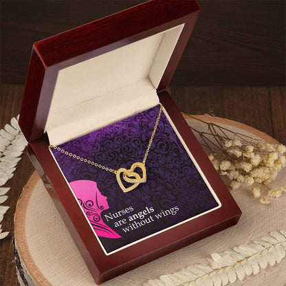 Nurses Are Angels Without Wings - Interlocking Heart Necklace Interlocking Hearts Necklace