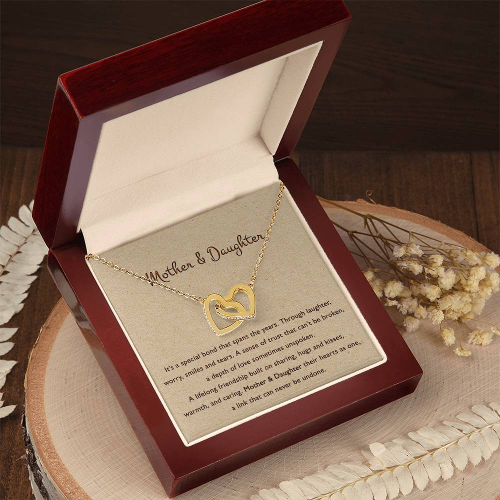 Mother & Daughter Their Hearts As One - Necklace Interlocking Hearts Necklace