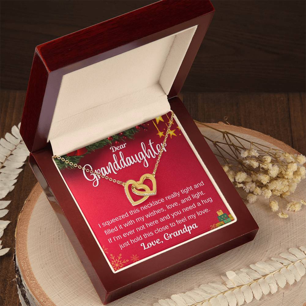 Christmas Gift For Granddaughter - Hold This Close To Feel My Love Interlocking Hearts Necklace