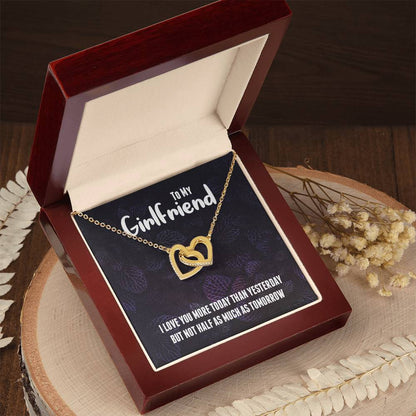 Beautiful Girlfriend Necklace Gift - I Love You Interlocking Hearts Necklace