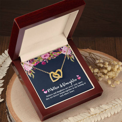 Mother & Daughter - Never Truly Apart Interlocking Hearts Necklace