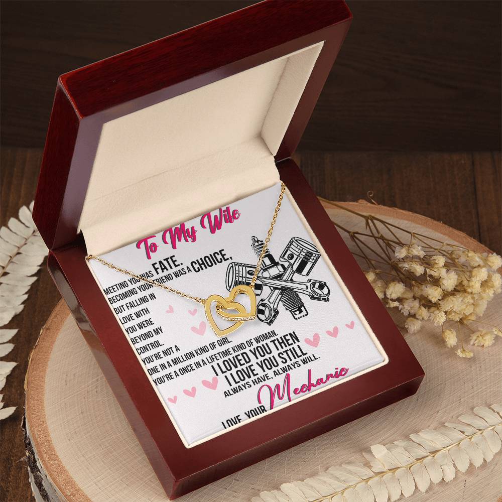 To My Wife Interlocking Hearts Necklace Message Card