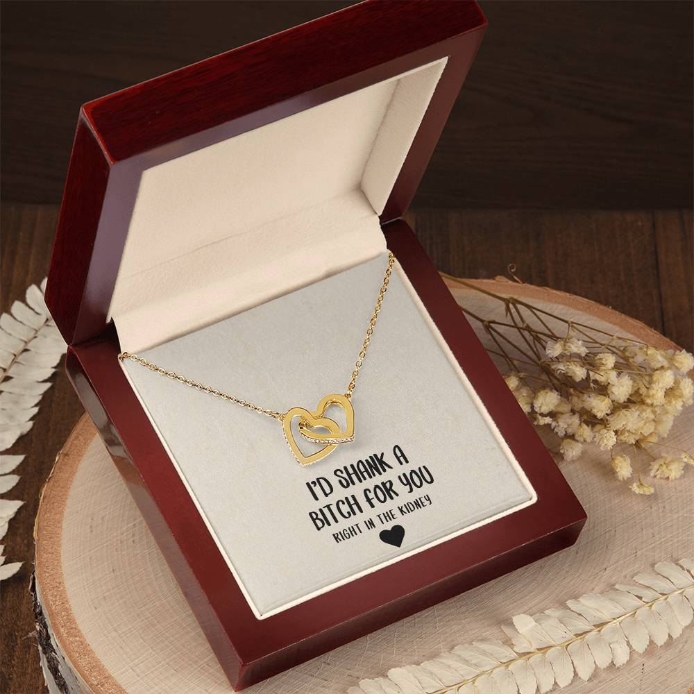 I'D Shank A Bitch For You Soul Sister Interlocking Heart Necklace Best Friend Gift Bff Gift Interlocking Hearts Necklace