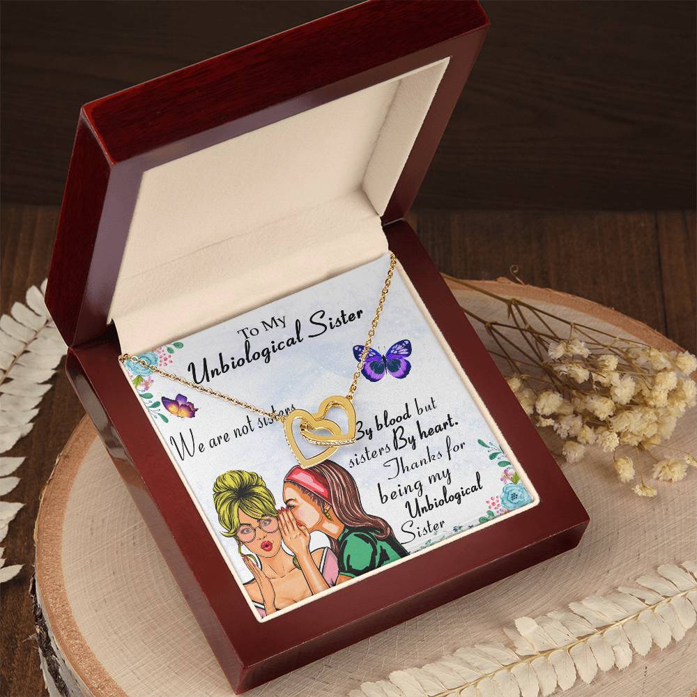 To My Unbiological Sister Necklace Interlocking Hearts Necklace