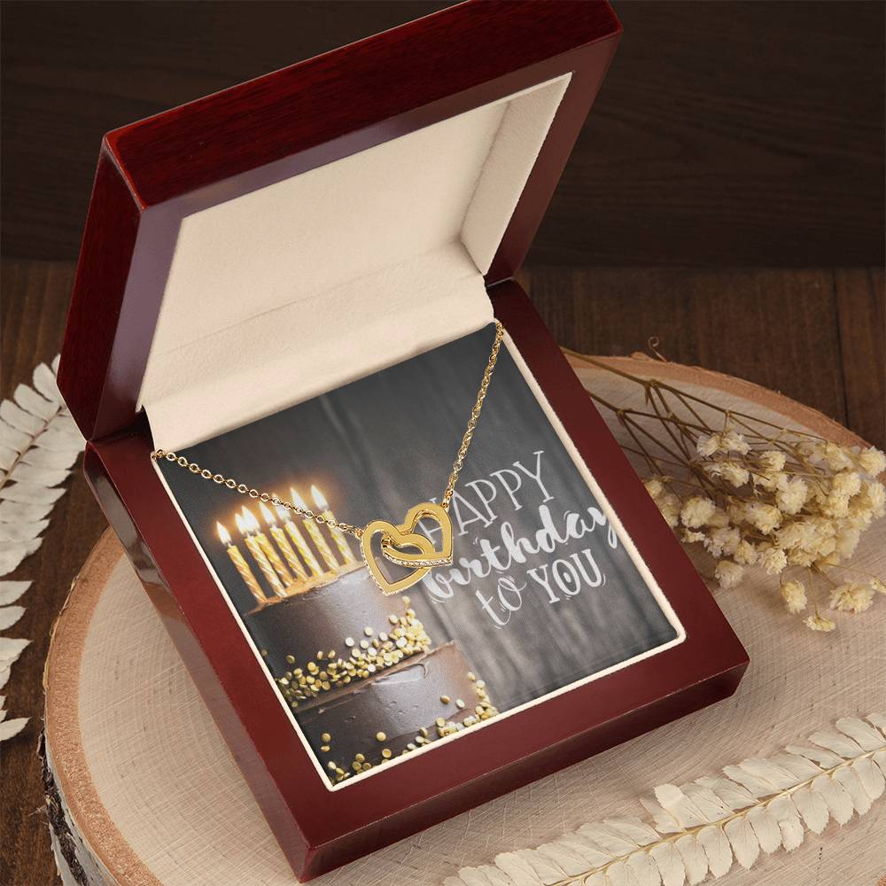 Happy Birthday Interlocking Hearts Necklace