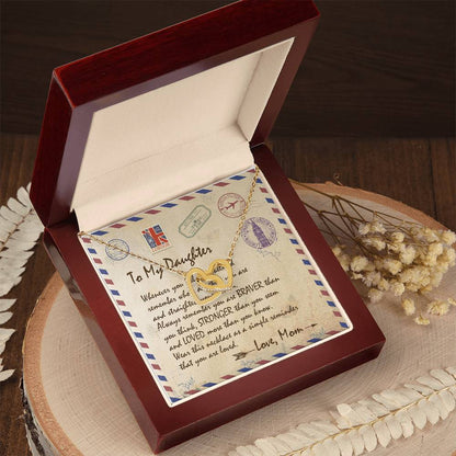To My Daughter Email Letter Interlocking Heart Necklace Birthday Message Card Interlocking Hearts Necklace