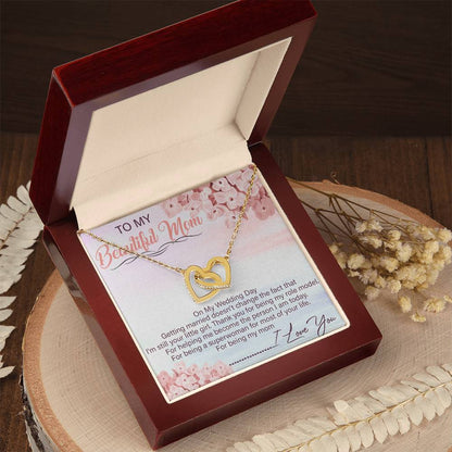 To My Beautiful Mom Interlocking Hearts Necklace Message Card