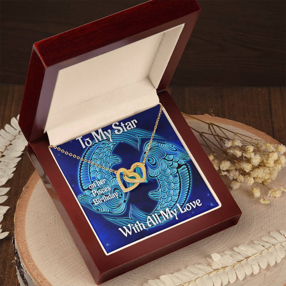 Pisces Necklace Zodiac Pisces Star Sign Gift Zodiac Gift For Women Wife Birthday Gift Interlocking Hearts Necklace