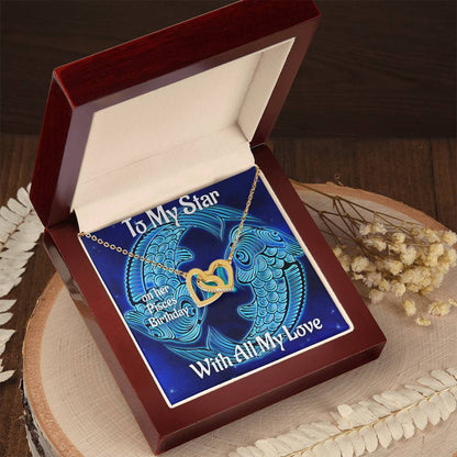 Pisces Necklace Zodiac Pisces Star Sign Gift Zodiac Gift For Women Wife Birthday Gift Interlocking Hearts Necklace