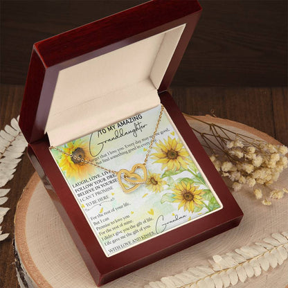 To My Amazing Granddaughter Interlocking Hearts Necklace Message Card
