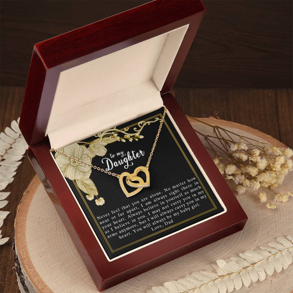To My Daughter Love Dad Interlocking Hearts Necklace