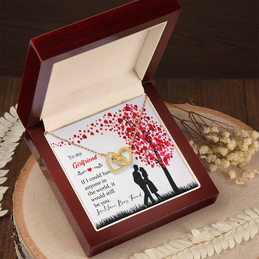 To My Girlfriend Beautiful Interloked High Quality Necklace Love Your Boy Friend. Interlocking Hearts Necklace