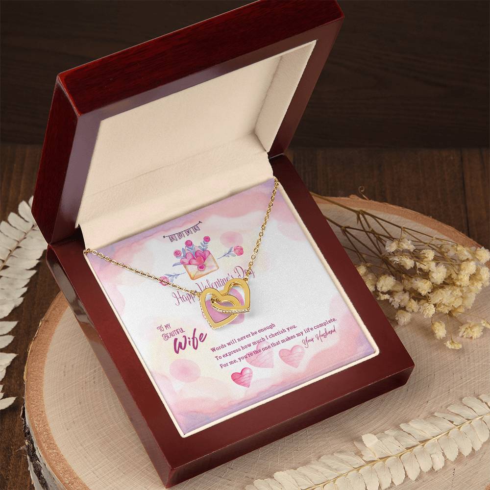 Interlocking Hearts To Beautiful Wife - D2 Interlocking Hearts Necklace