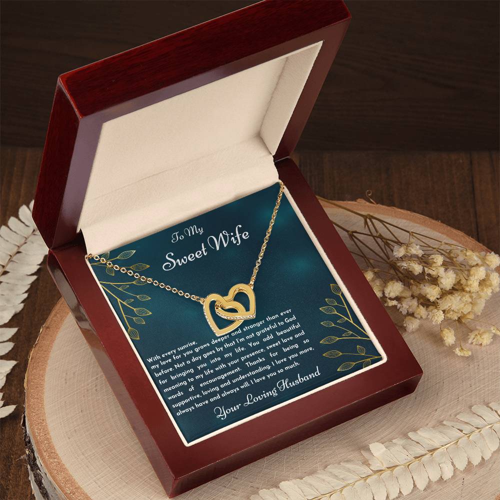 Gift For Wife With Every Sunrise Interlocking Hearts Necklace