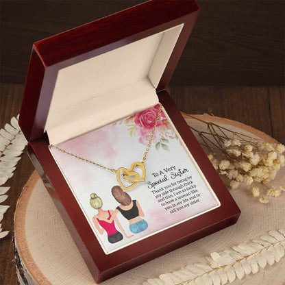Gift For Sister - Being By My Side Necklace Interlocking Hearts Necklace
