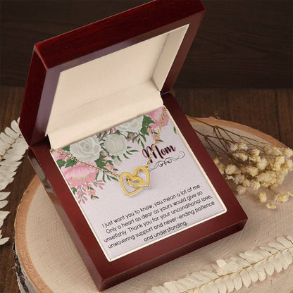 Mom Interlocking Hearts Necklace Message Card