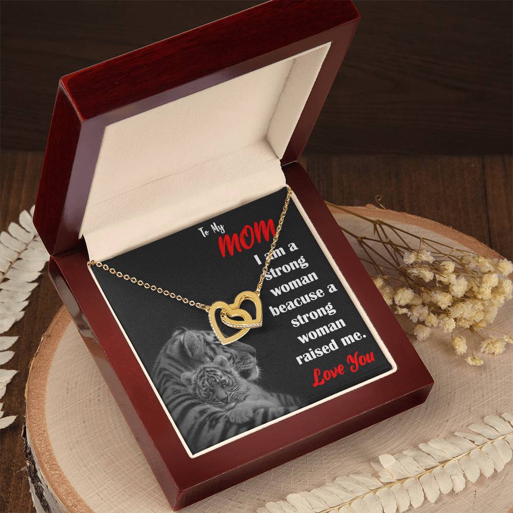 To My Mom Strong Woman Love You Always Interlocking Hearts Necklace