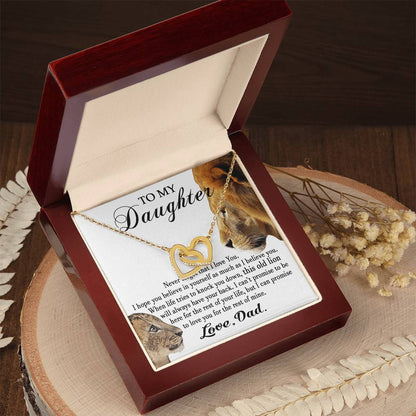 To My Daughter This Old Lion Will Always Have Your Back Interlocking Heart Necklace Daughter Necklace From Dad Interlocking Hearts Necklace
