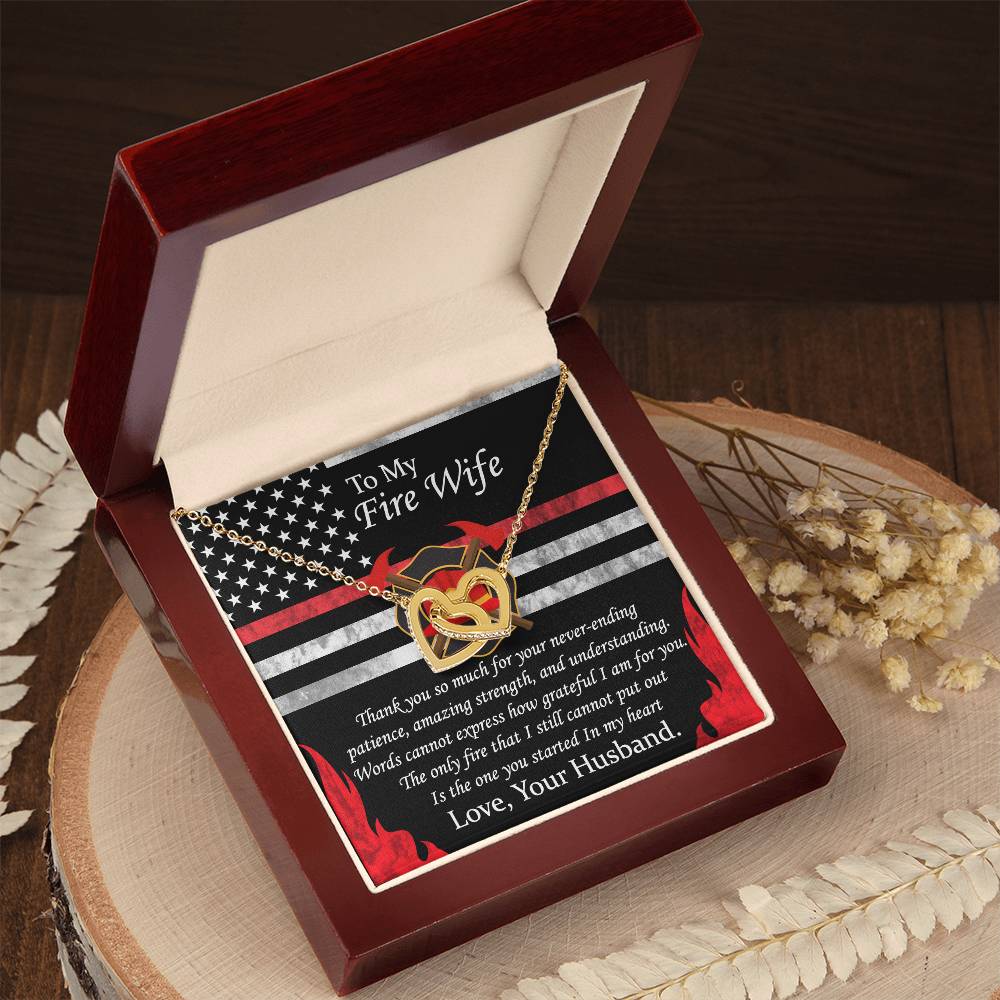 To My Fire Wife Interlocking Hearts Necklace