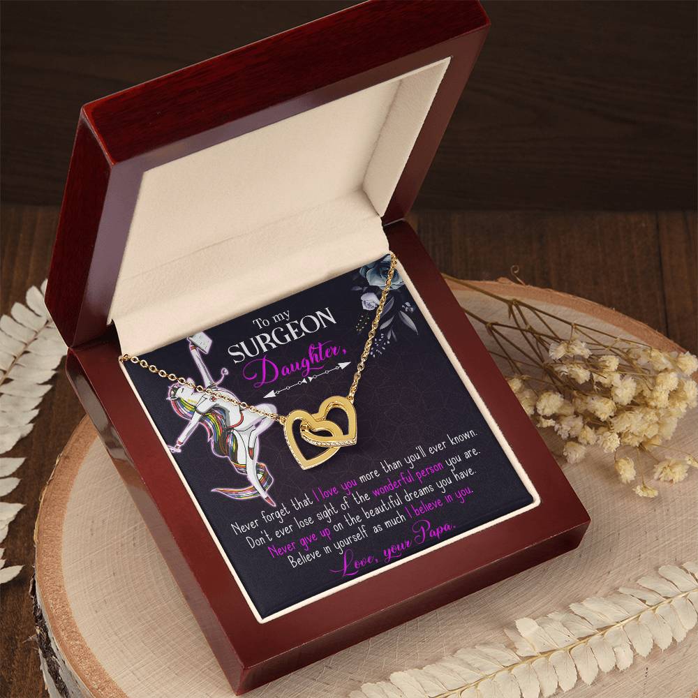 To My Surgeon Daughter - Belive In Yourself As Much I Believe In Your - Interlocking Hearts Necklace