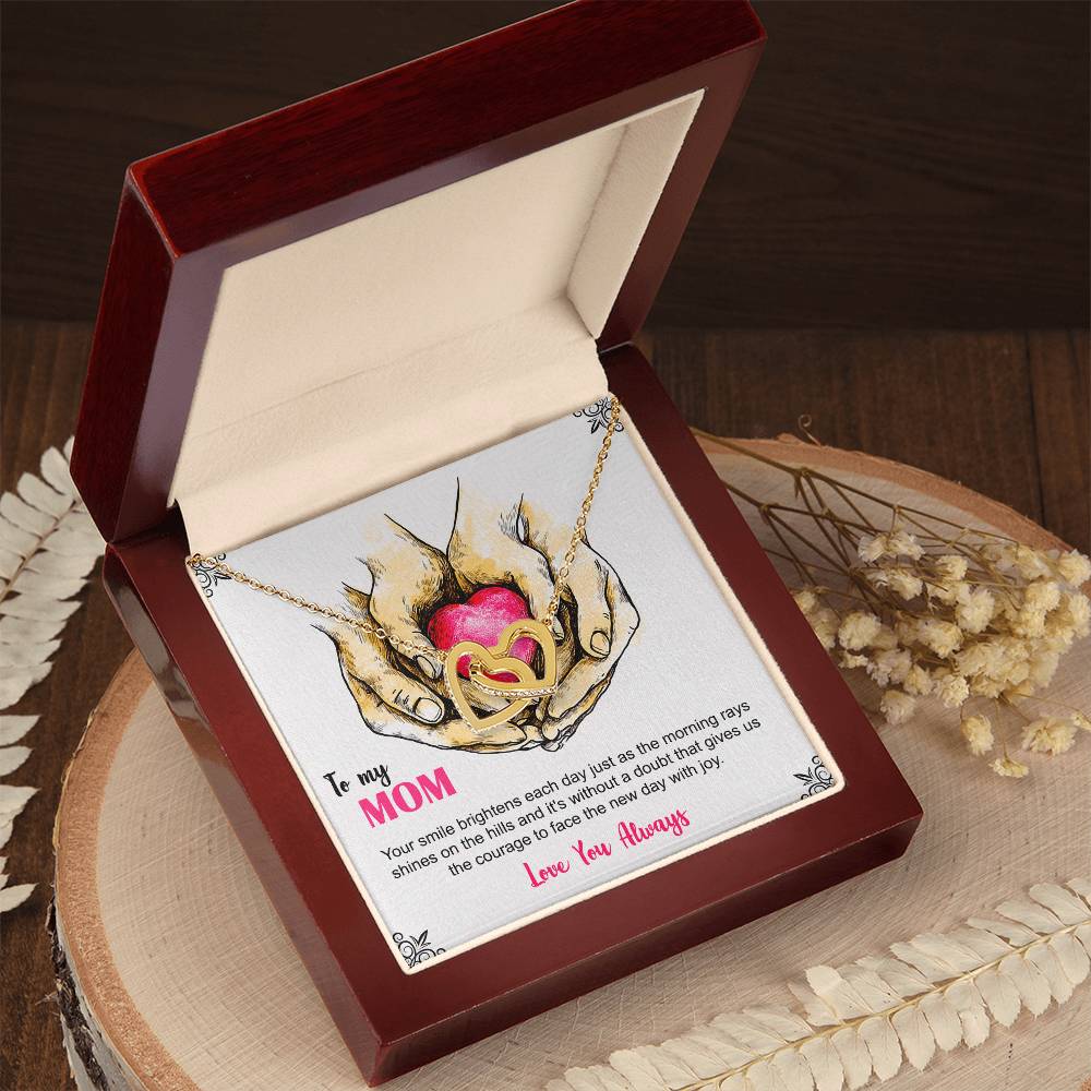 To My Mom Your Smile Love You Always Interlocking Hearts Necklace