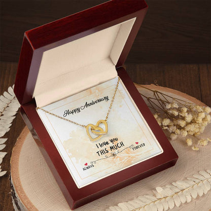 Happy Anniversary - Forever Love Double Love Silver Necklace For Wife Husband Girlfriend Boyfriend Significant Other So. Interlocking Hearts Necklace