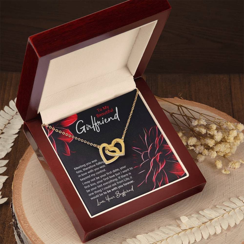 Romantic Necklace Gift With Custom Message Card Interlocking Hearts Necklace