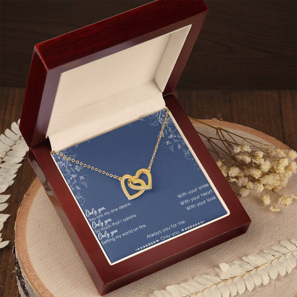Only You Interlocking Hearts Necklace Message Card