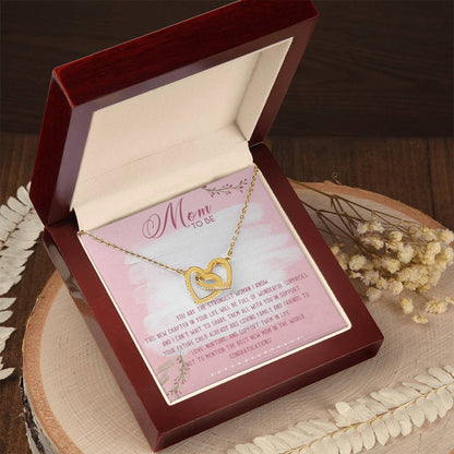 Mom To Be Interlocking Hearts Necklace Message Card