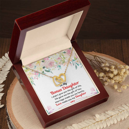 To My Bonus Daughter Interlocking Hearts Necklace